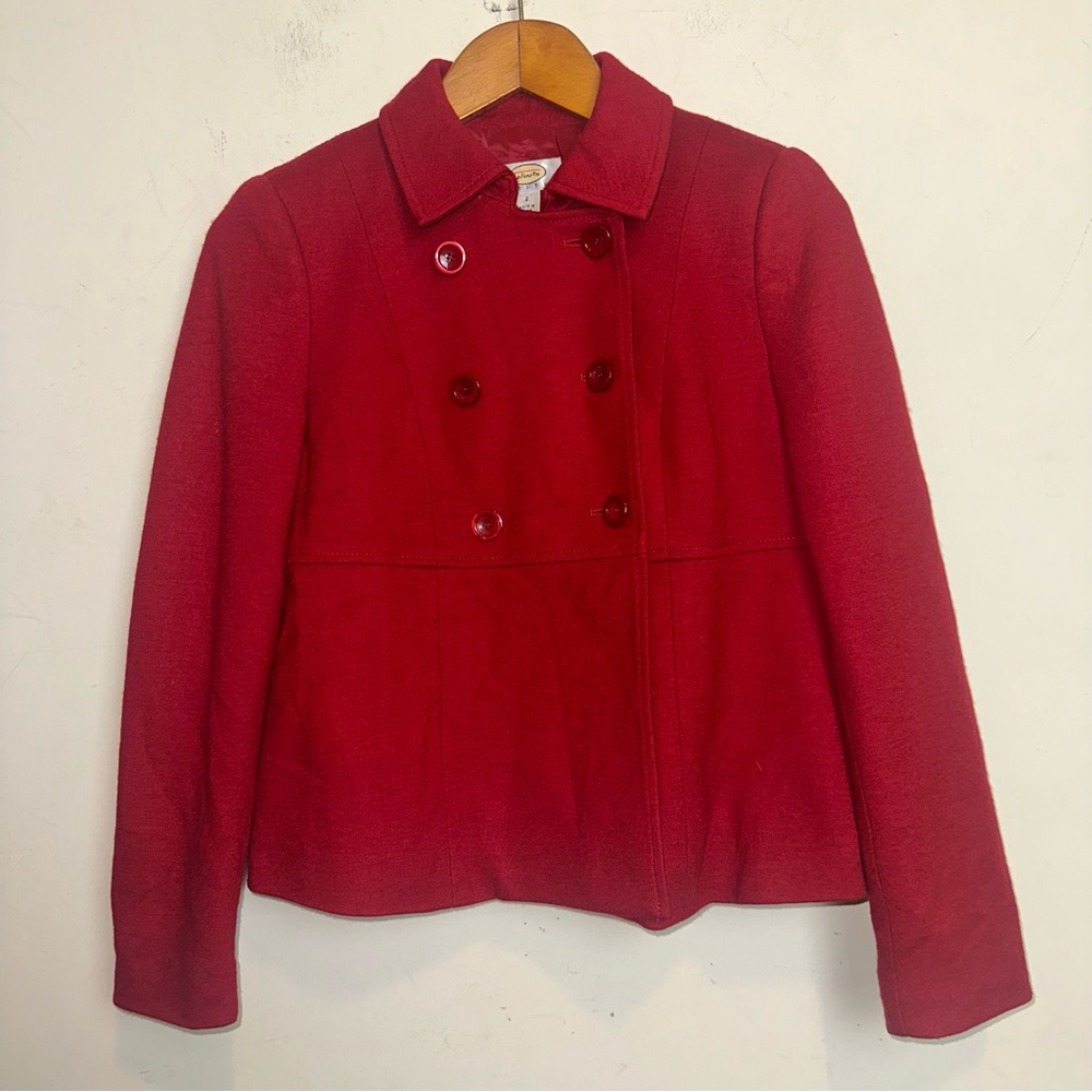 Vintage Talbots Wool Blazer Double Breasted Womens 2P Red Lined Office Classic
